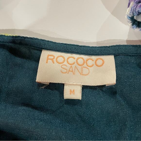 Revolve Rococo Sand Tallia Velvet Floral Ruched Mini Dress in Deep Green Size M - Picture 8 of 11